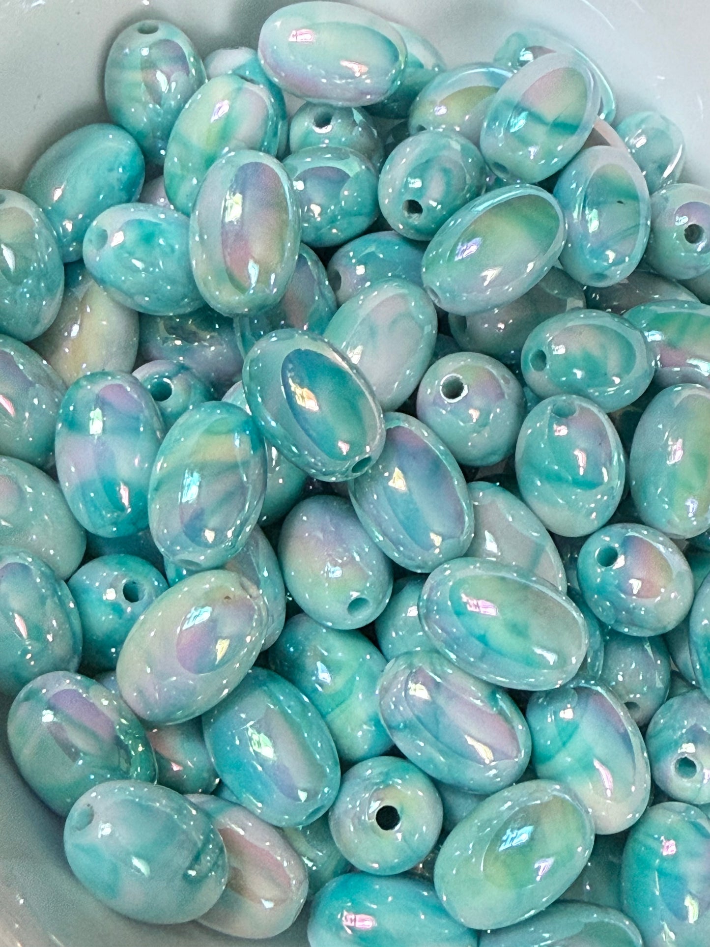 18mm oval marbled beads