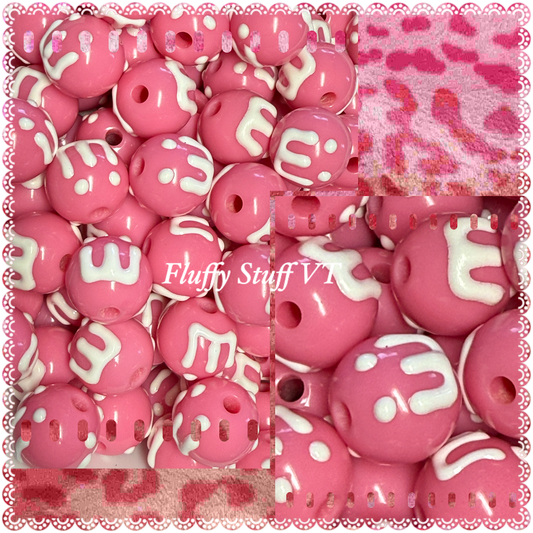 16mm hand painted raspberry drip beads