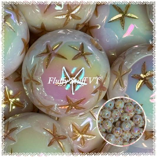 16mm vintage white star with gold embellishments