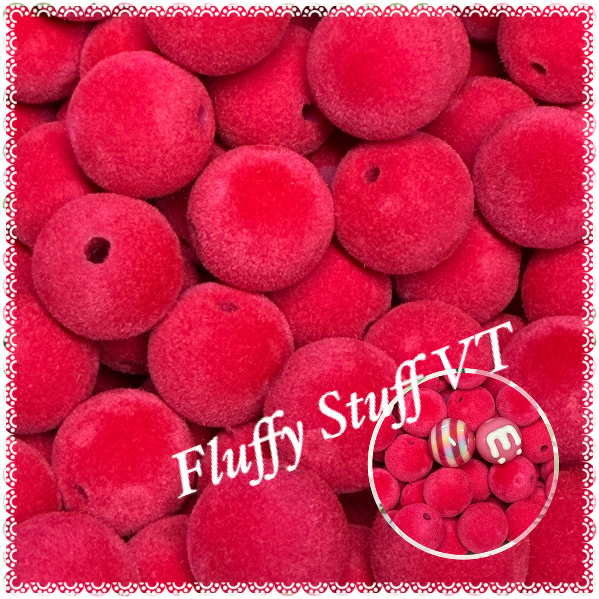Velvet Raspberry 16mm crushed velvet raspberry color bead. – Fluffy Stuff VT