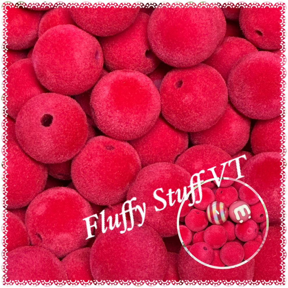 16mm crushed velvet raspberry color bead. – Fluffy Stuff VT