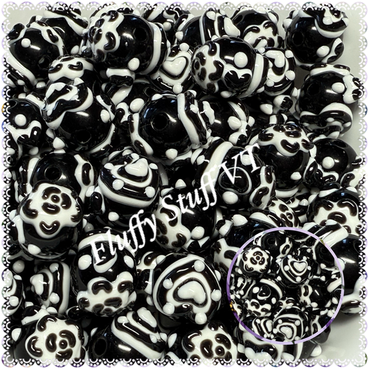 16mm cc flower hand painted beads