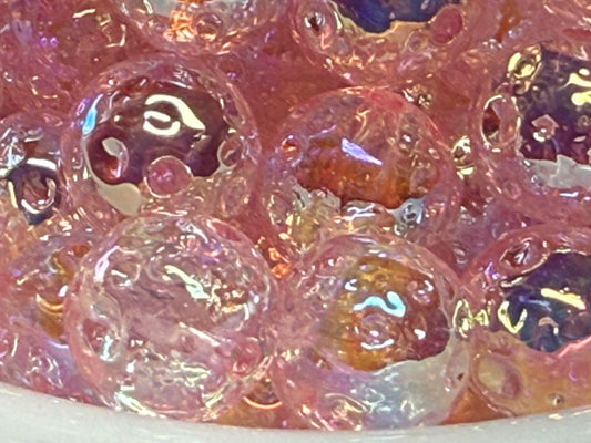 16mm textured uv coated pink moon beads