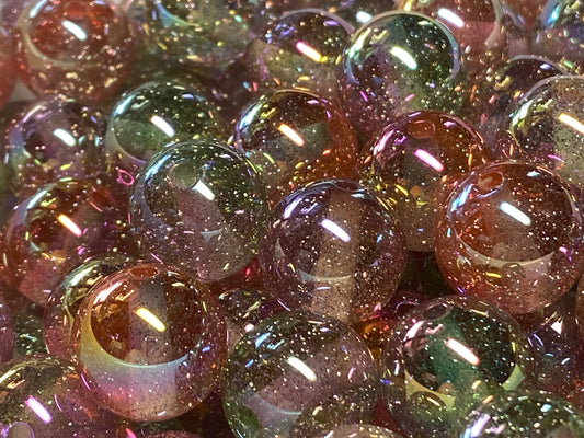 16mm clear 3 color ombré glitter with gold uv coating.