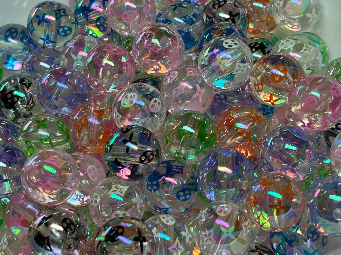 Clear CC bead with bright color ink print
