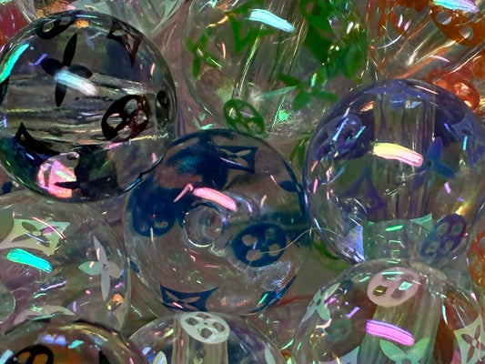 Clear CC bead with bright color ink print