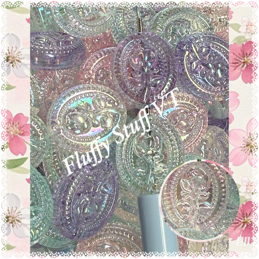 28mm flower bouquet oval clear jelly mix bead