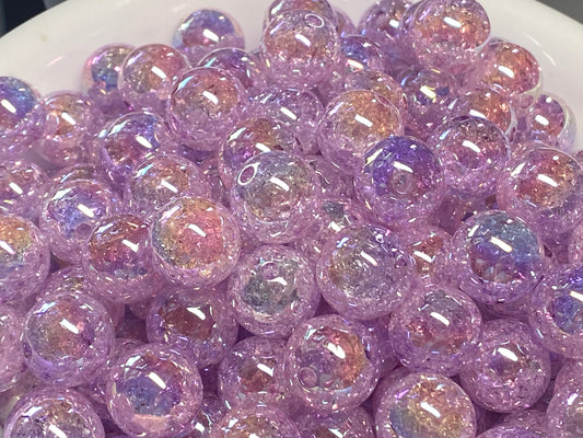 16mm lilac crackle bead