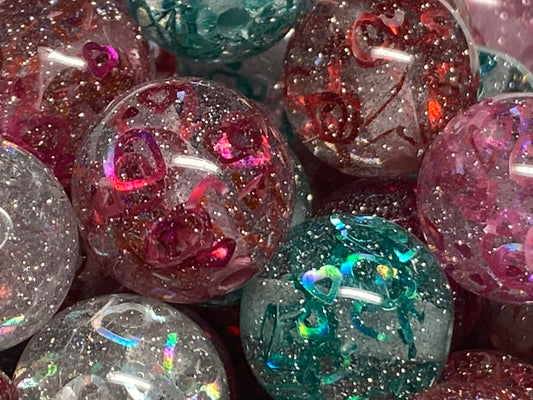 16mm silver holographic with chunky heart glitter