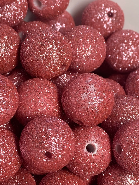 16mm rose pink glitter bead