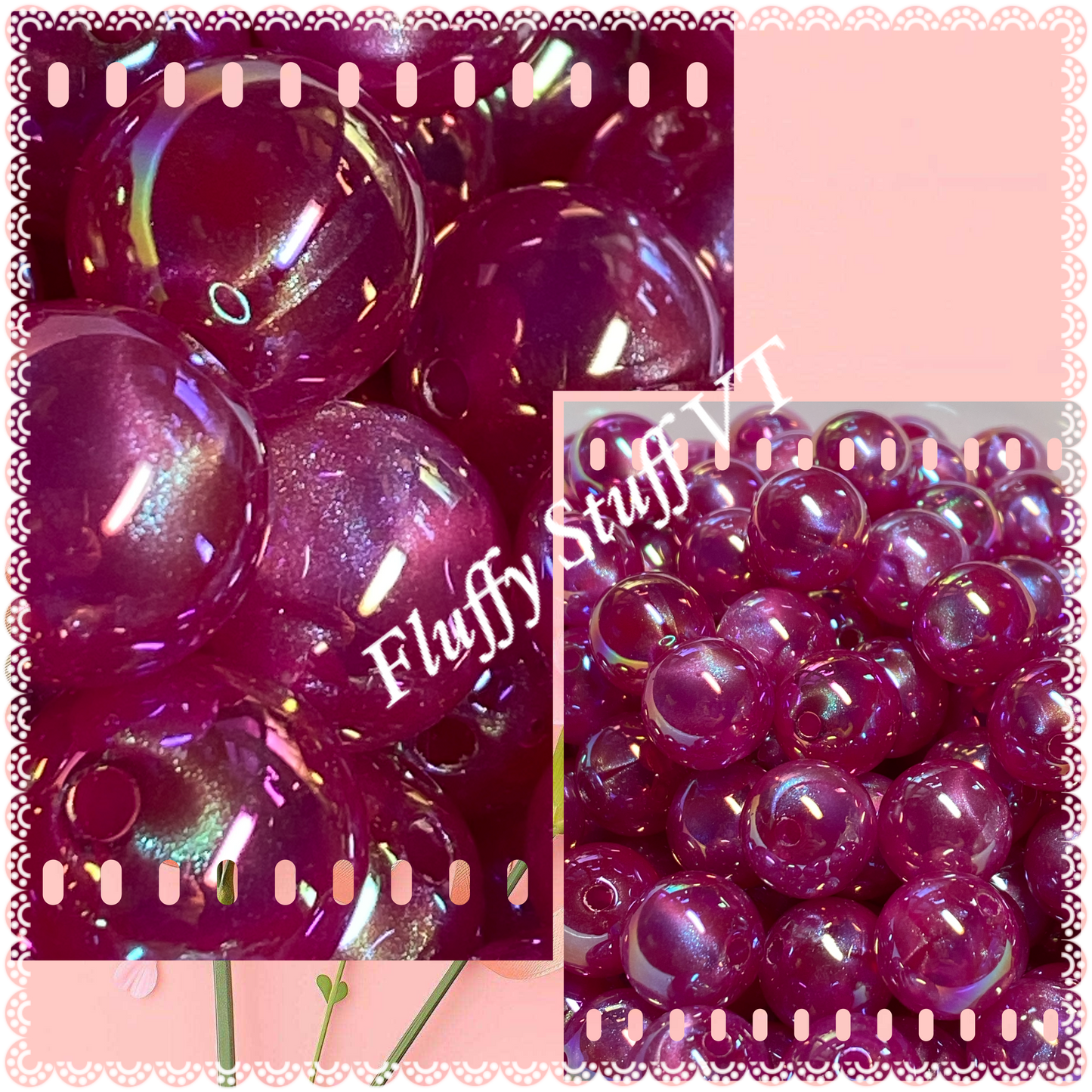 16mm lumi galaxy fuchsia bead