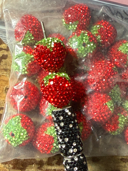 21mm glass rhinestone strawberry bead