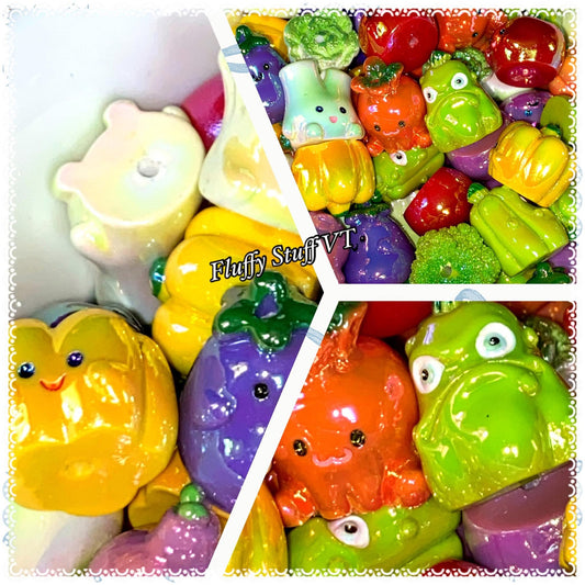 18mm ish funny veggie ultra glossy bead
