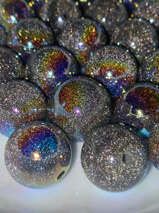 18mm glitter uv coated bead