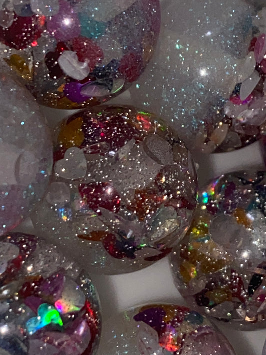16mm glow in the dark half heart glitter bead