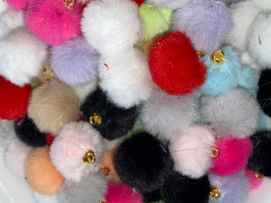 18mm fluffy pompom pendants