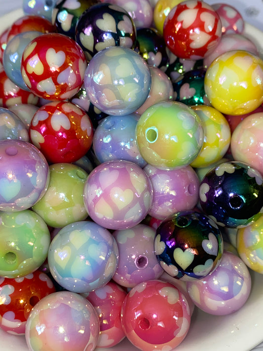 24mm uv coated multiple heart bead