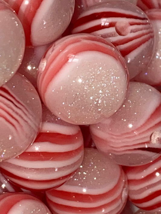 16mm bold red striped luminous galaxy bead