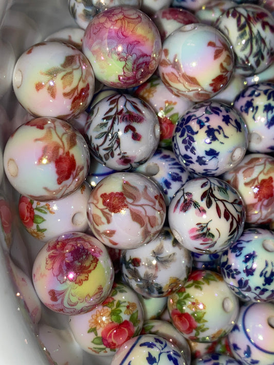 16mm vintage flower pattern beads
