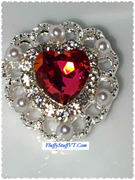 19mm metal lace rhinestone, pearl, and gem hearts