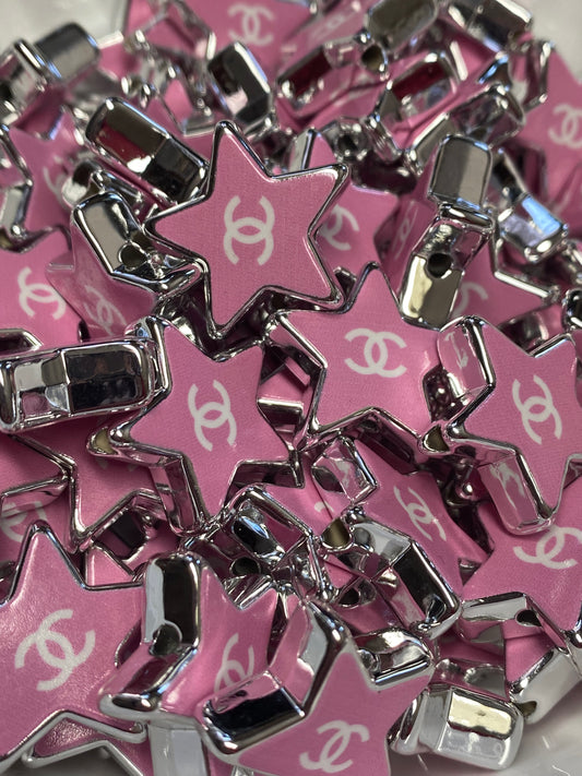 22mm designer CC chrome and colored star bead