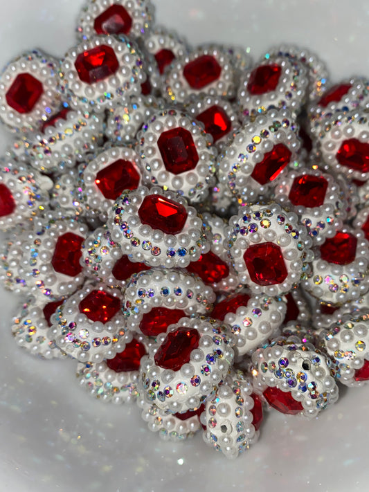 23mm red pearl/clay bling bead