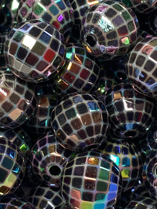 16mm oil slick black disco bead