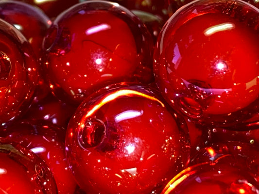 14mm clear red double layer beads