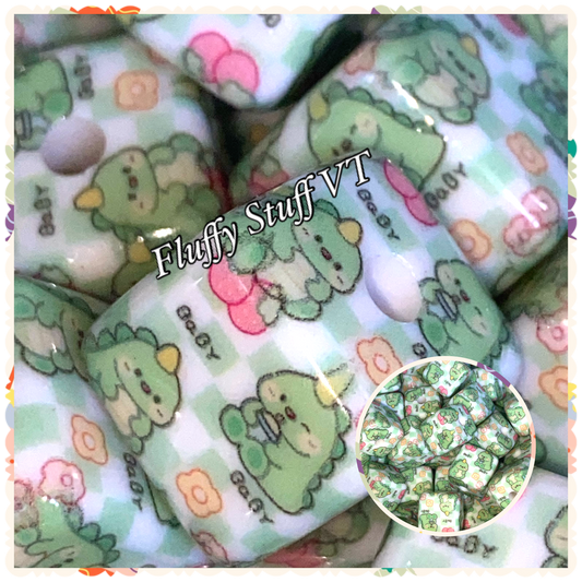16mm cute dinosaur cube bead