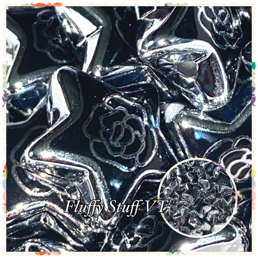 21mm chrome and black CC flower stars