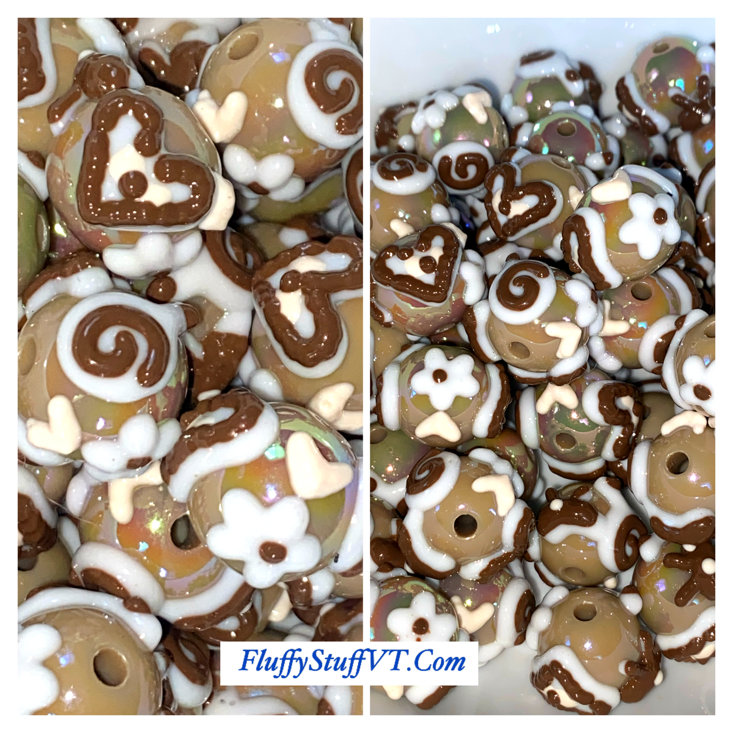 Cute brown hand painted stylish beads 16mm