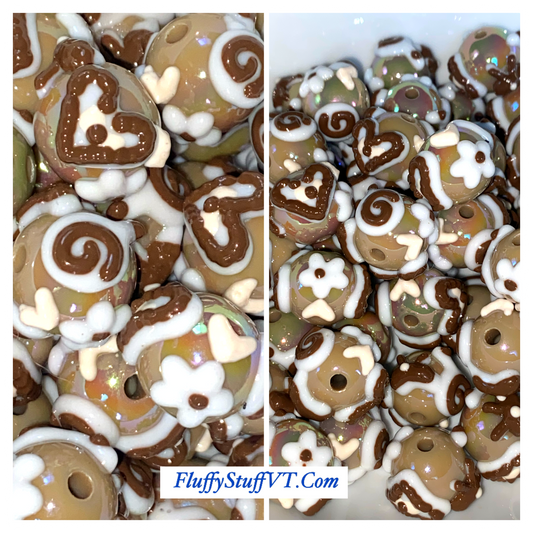 Cute brown hand painted stylish beads 16mm