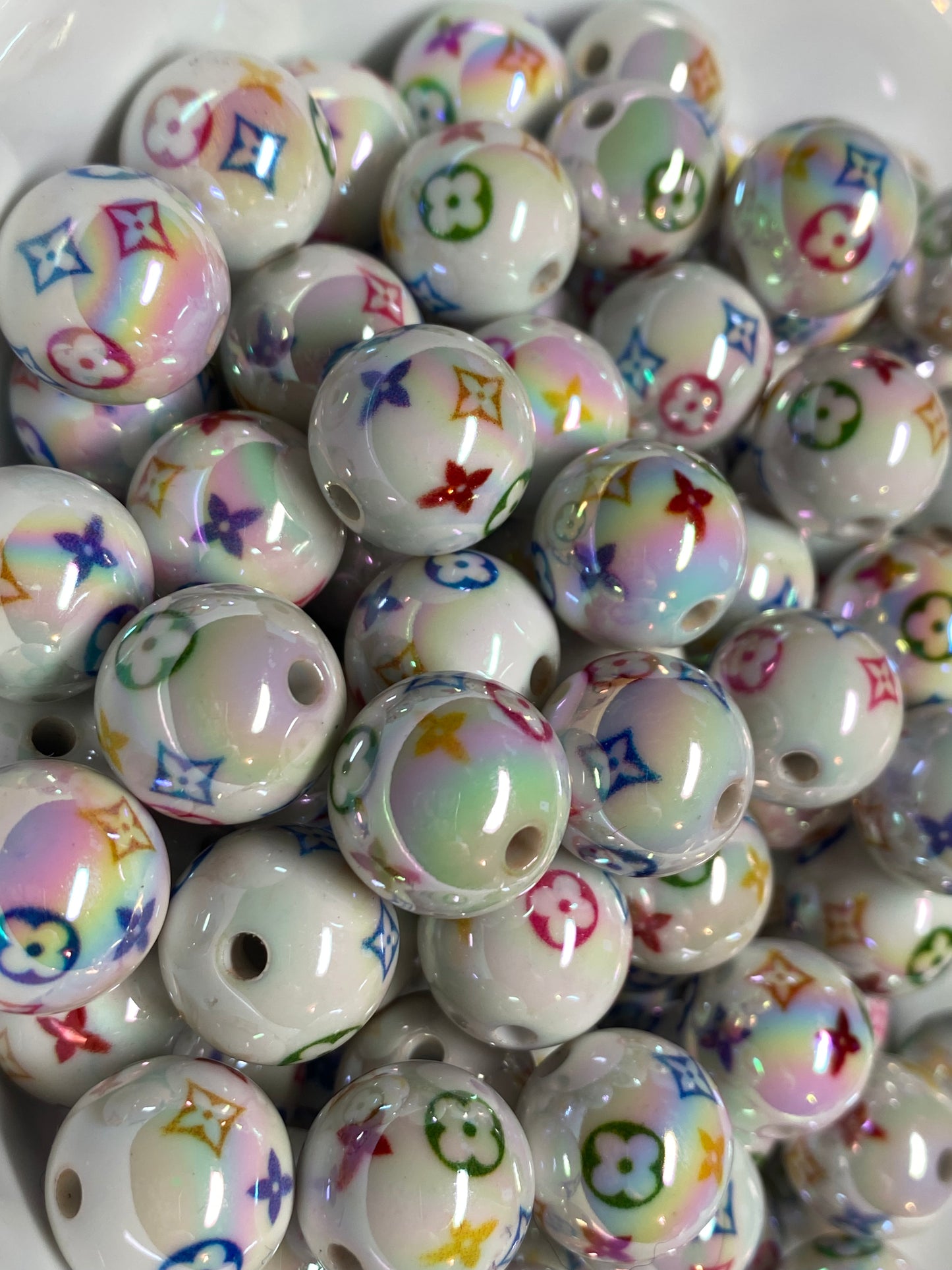 16mm big LV colorful design bead
