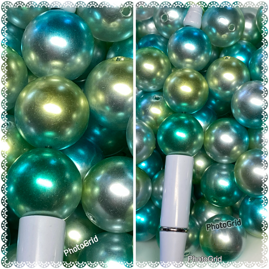 20mm blue green white ombré pearl bead.