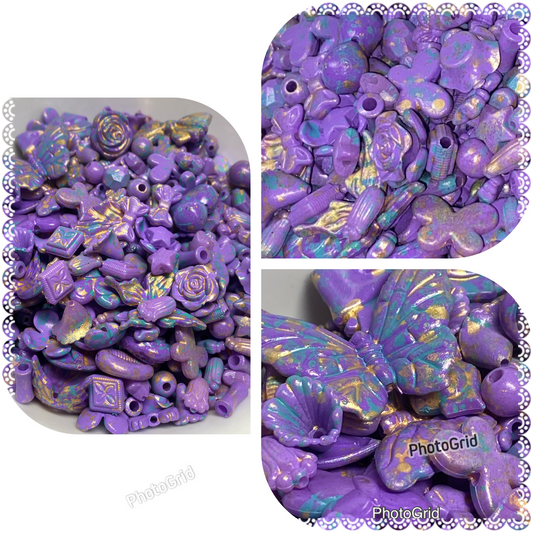 Purple mixed size charm beads