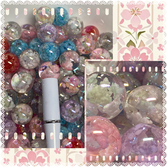 16mm cloud bead with slight gold uv coating beads