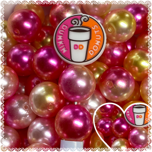 20mm pink/orange/yellow pearl bead