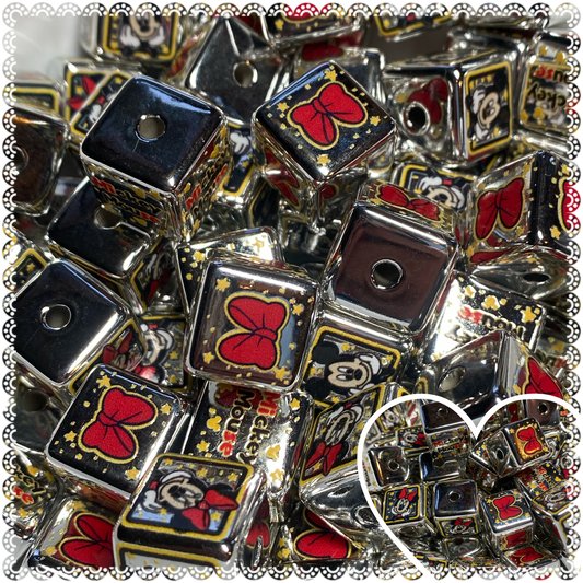 16mm chrome mouse cube beads