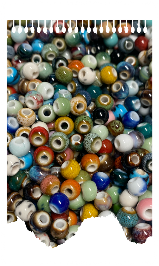 6mm glazed pottery clay beads