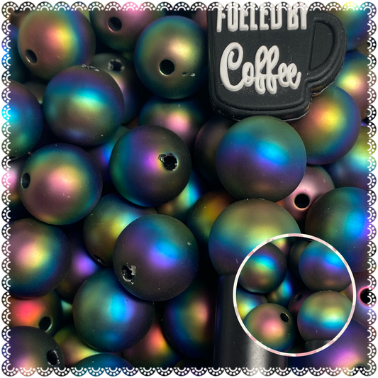 16mm matte oil spill rainbow bead