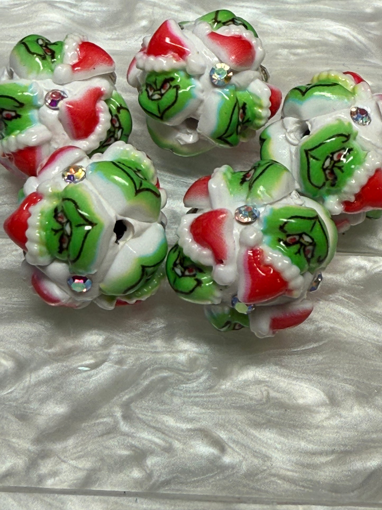 18mm grinch beads with ab rhinestone