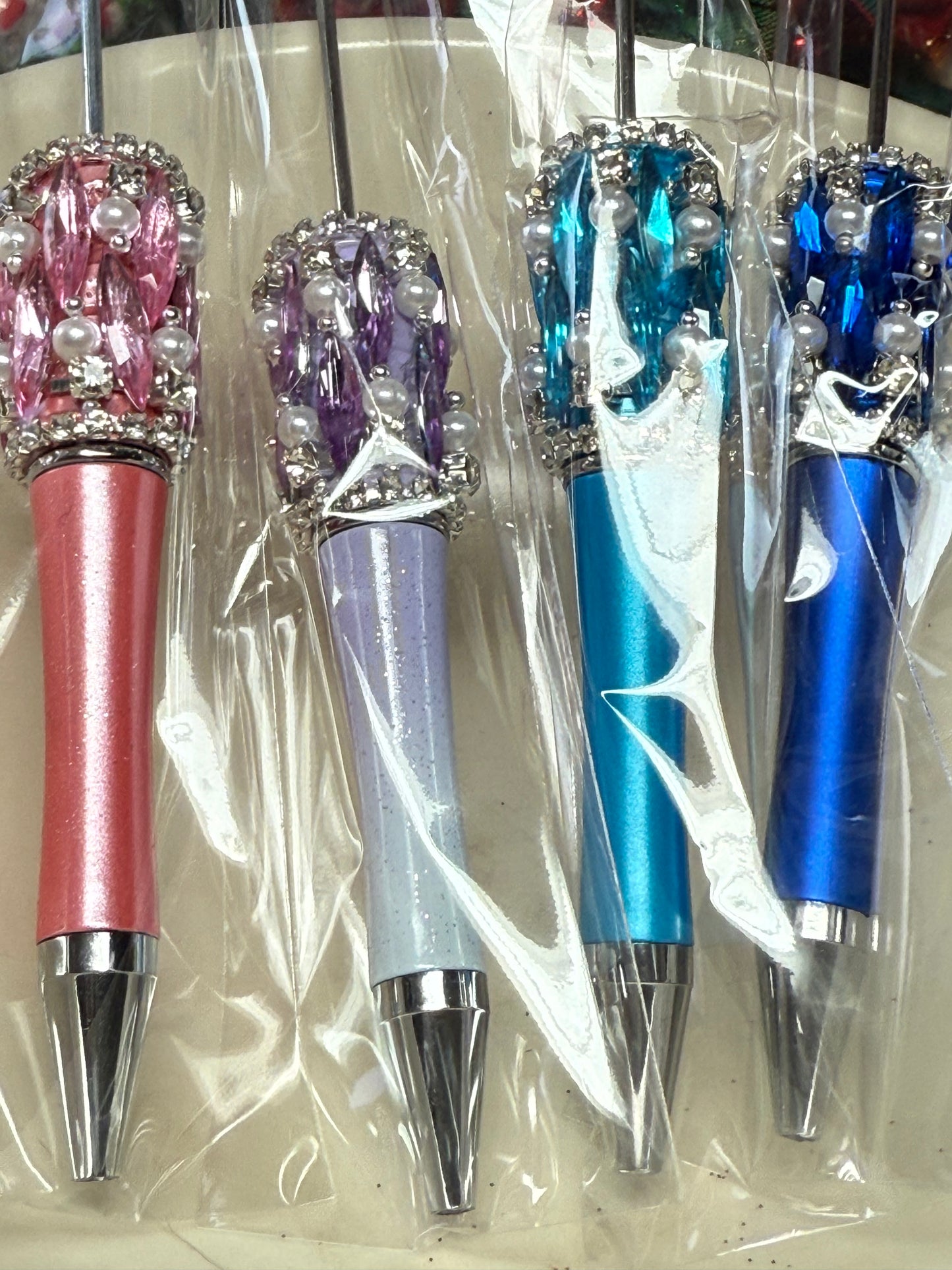 Highly decorated rhinestone, pearl and gem wrapped pens