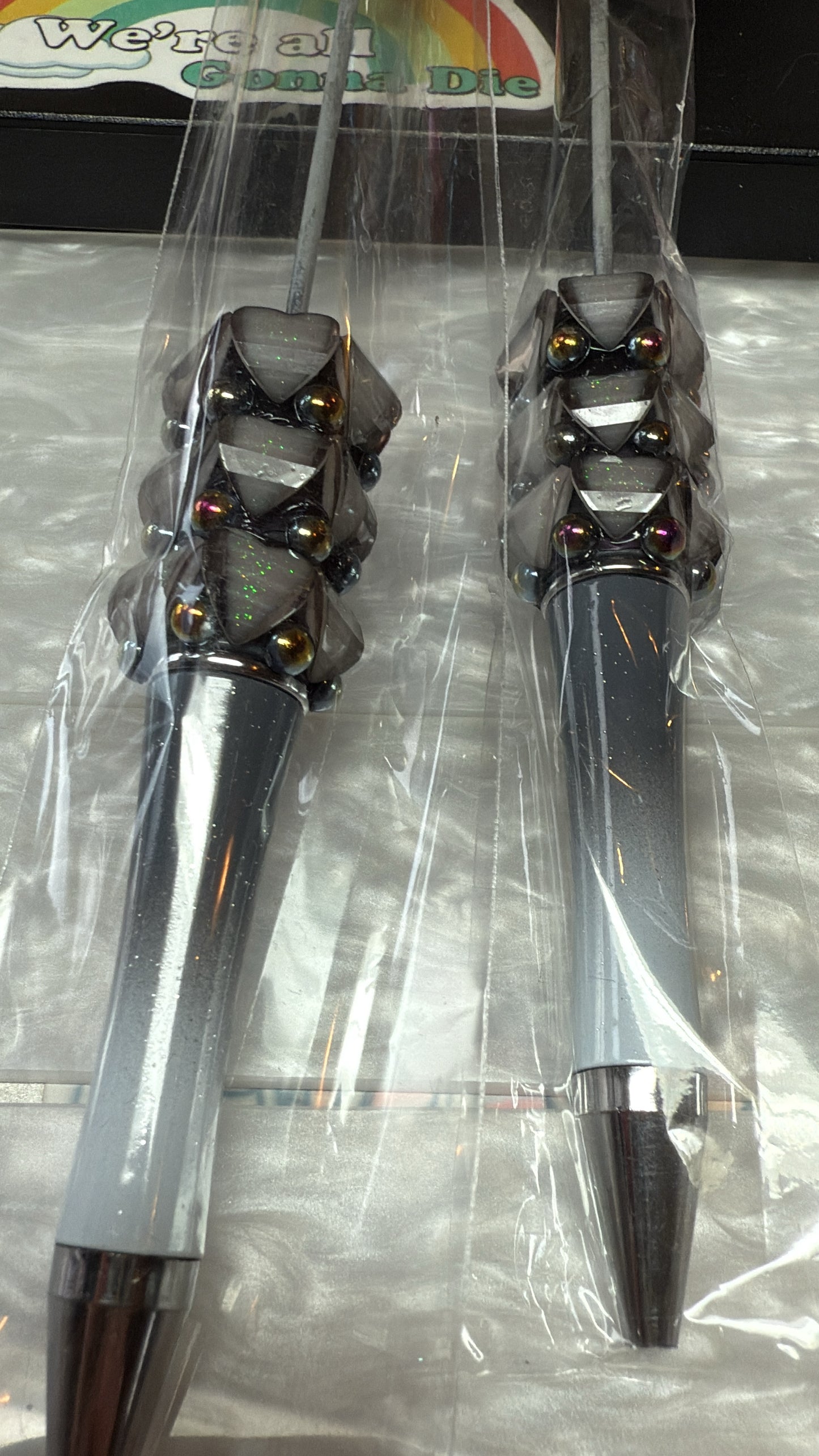 Gem galaxy hearts with dots of cats eye shine