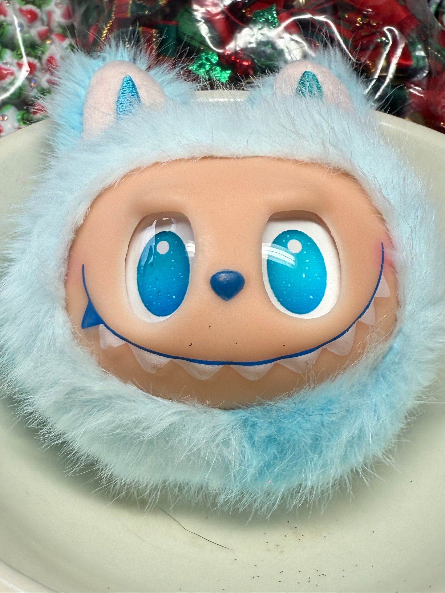 Full size soft rubber Labubu head keychain