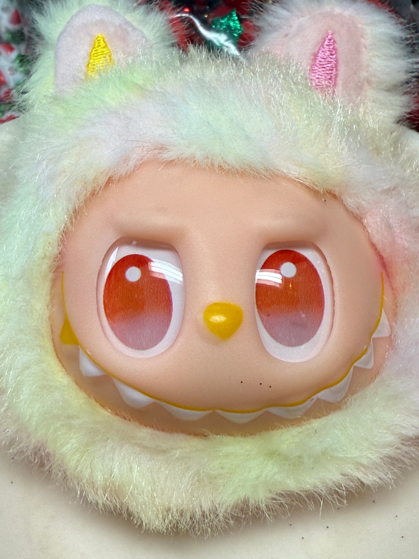 Full size soft rubber Labubu head keychain