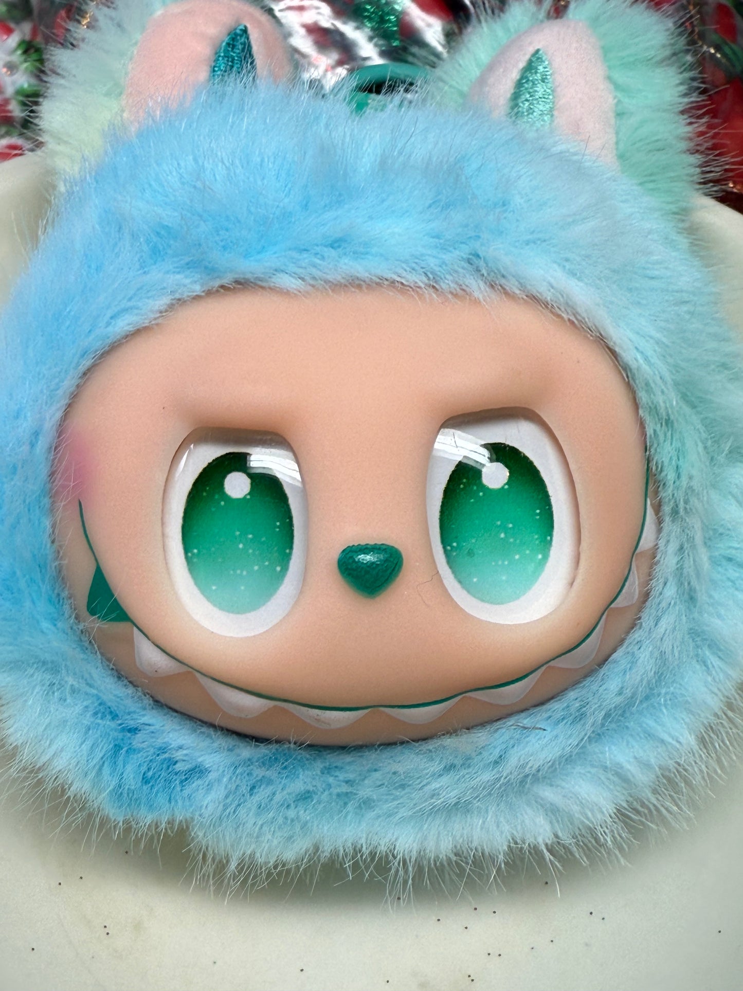 Full size soft rubber Labubu head keychain