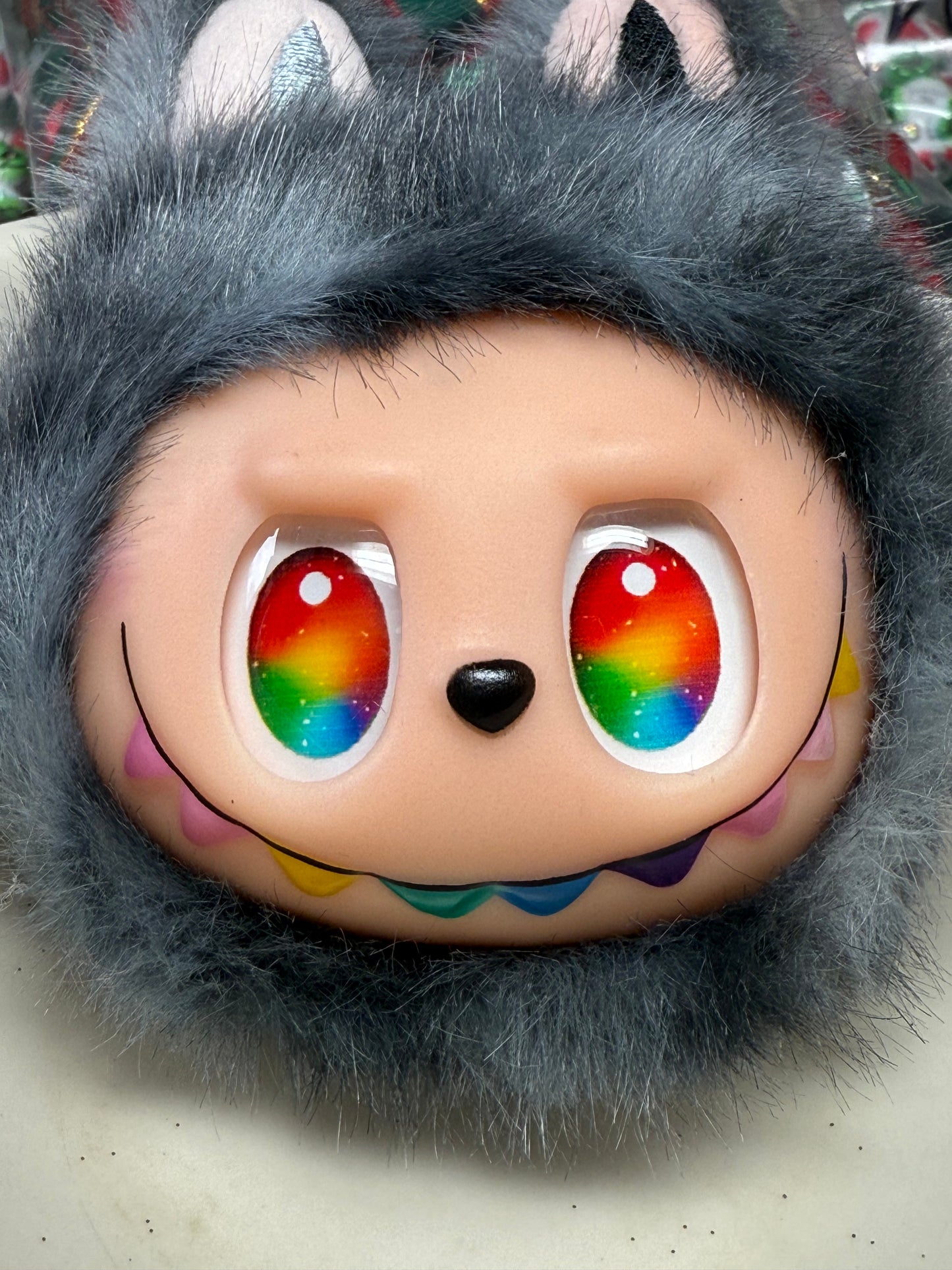 Full size soft rubber Labubu head keychain