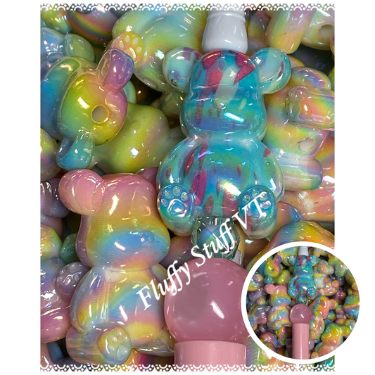 33mm rainbow bear bead