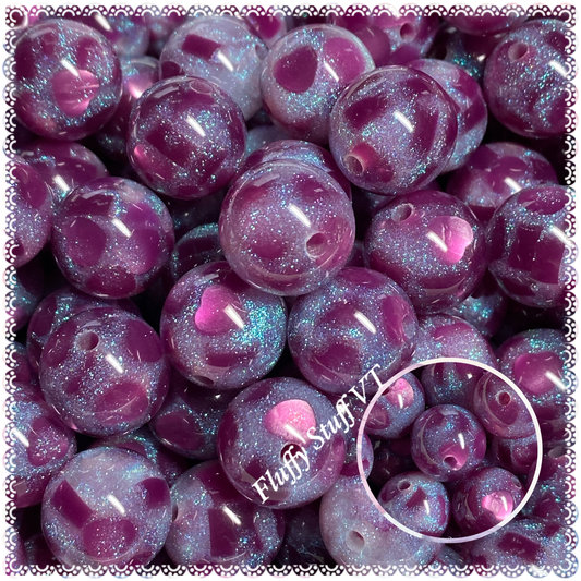 16mm purple galaxy glitter with tiger eye heart shaped chips