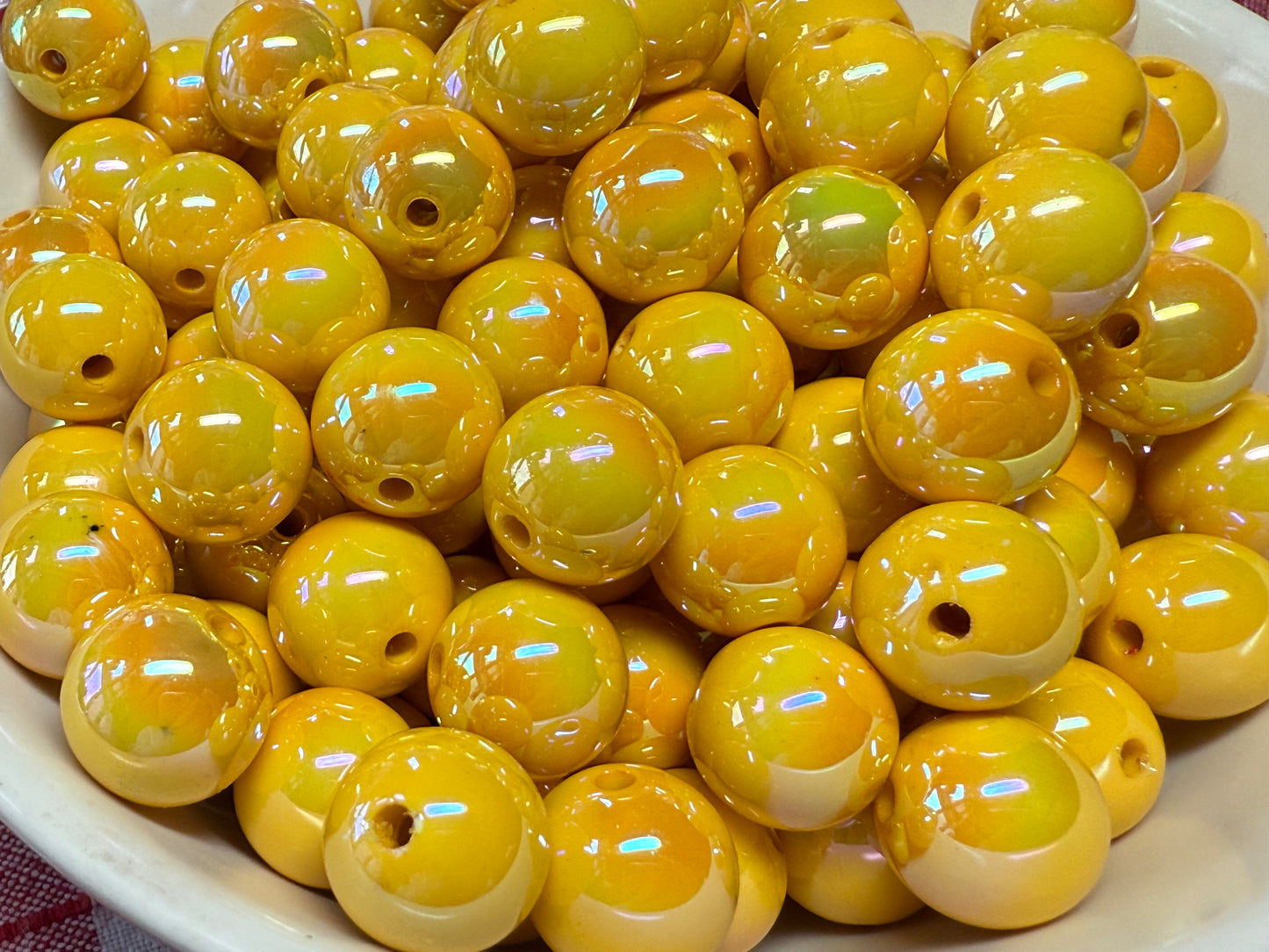 16mm darker uv coated yellow bead